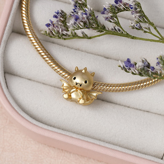 Cute Dragon Charm Bead Sterling Silver 18K Gold Plated_3