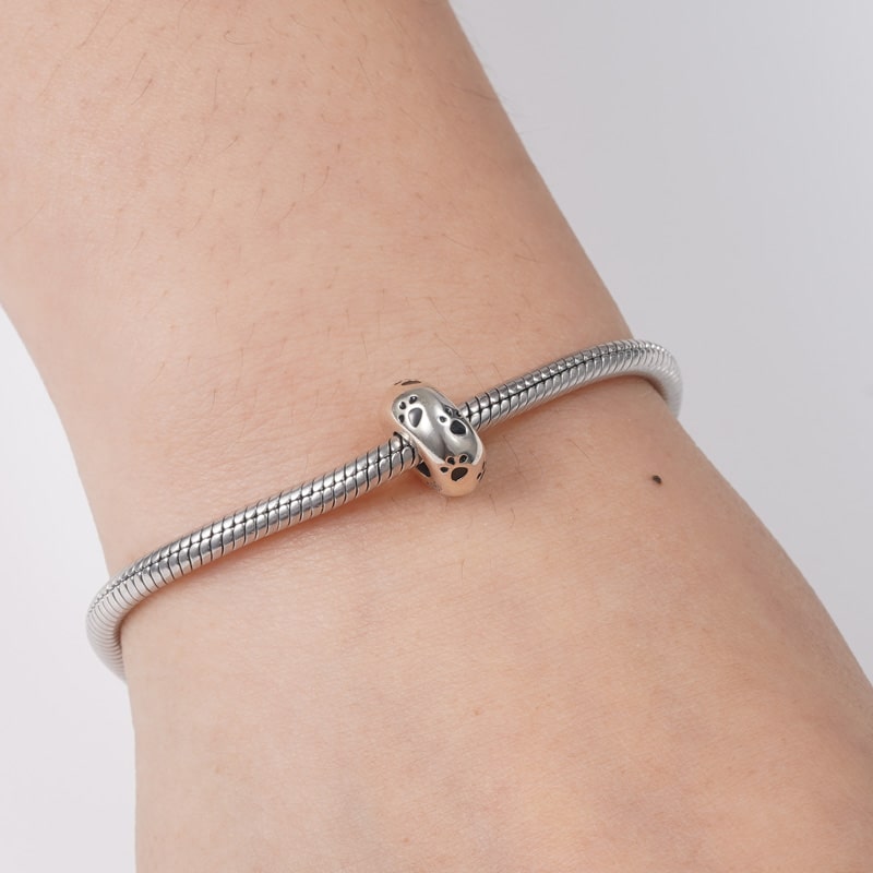 Paws Print Charm Bead Sterling Silver_3