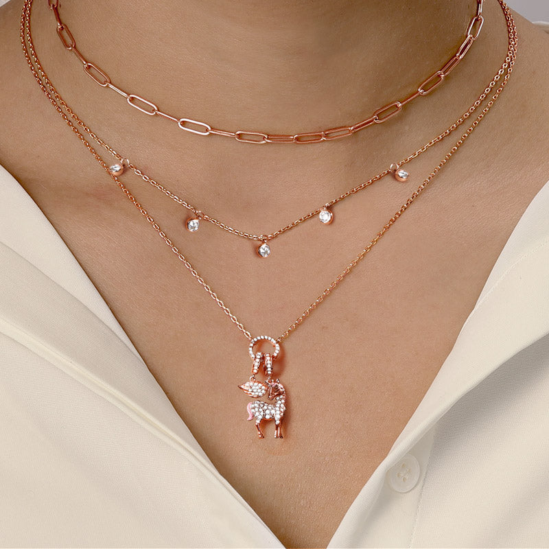 Gnoce "Divine Soul and Spirit" Unicorn 925 Sterling Silver 18K Rose Gold Plated Necklace_3