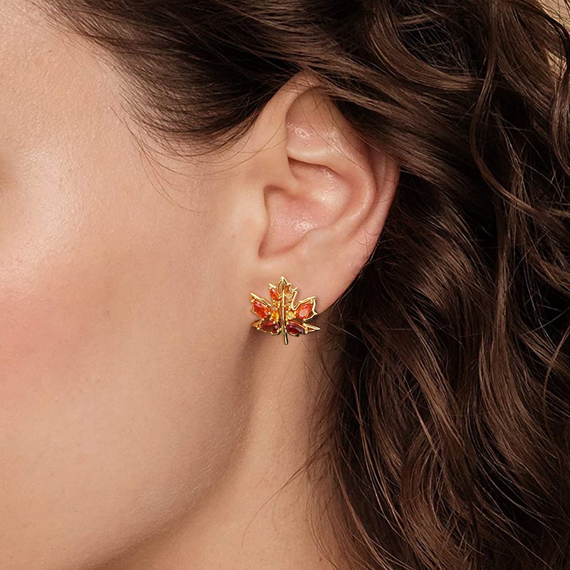 Gnoce Maple Leaf Stud Earrings_3