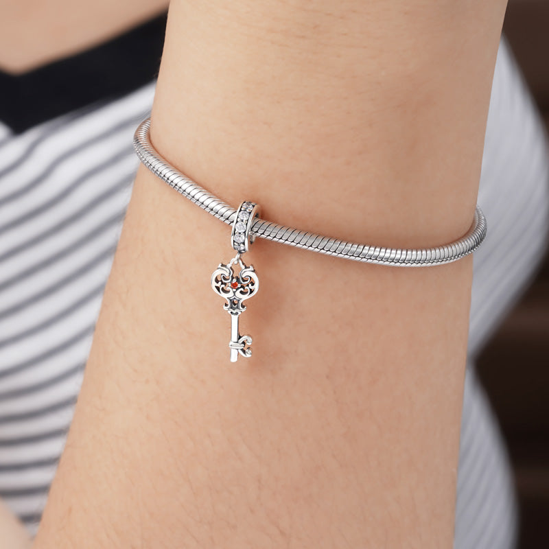 Key Pendant Dangle Charm Sterling Silver Inlaid with Crystal Gemstones_3