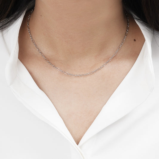 Simple Silver Necklace Choker Link Chain S925 Sterling Silver_4