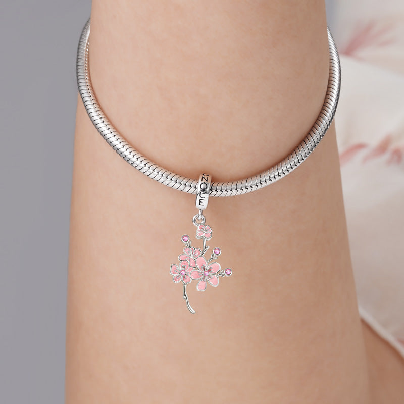 Cherry Blossoms Pendant Dangle Charm Sterling Silver_4