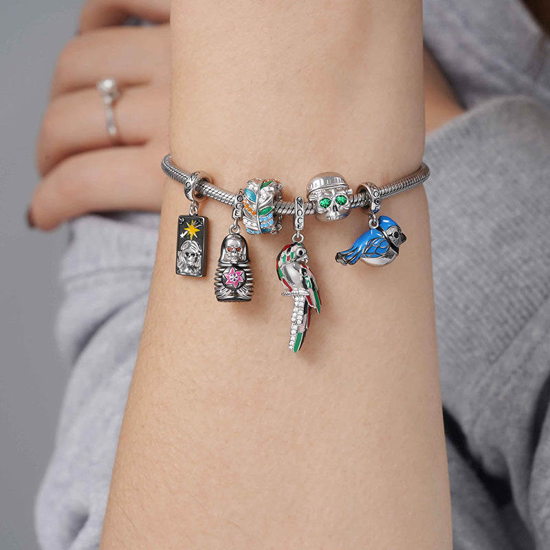 Parrot Pendant Dangle Charm 925 Sterling Silver Inlaid with Crystal Zircon Stones_3