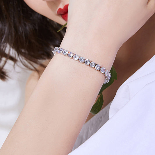 Shiny CZ Tennis Bracelet Silver Plated_3