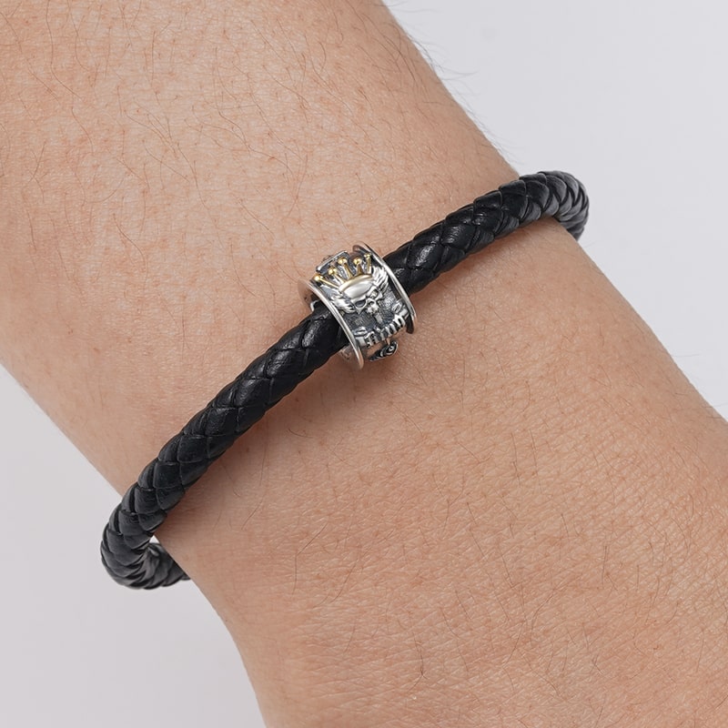 Gnoce Skull King Charm Platinum-plated Silver Blend_4