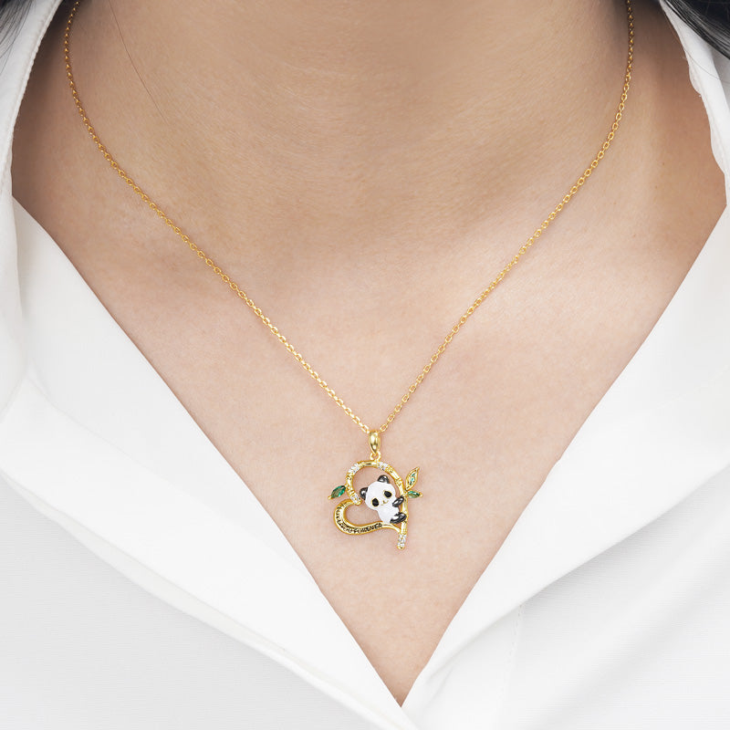 Gnoce Panda on Bamboo Heart Necklace_4