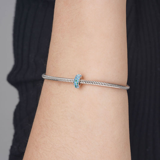 Sparkling Stopper for Charm Bracelets 925 Sterling Silver Pave Blue Gemstones_3