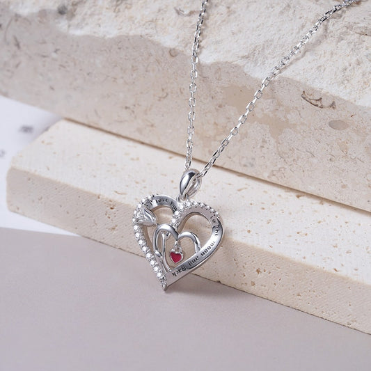 Triple Heart Necklace with Rose and Crystal Gemstones Sterling Silver_3