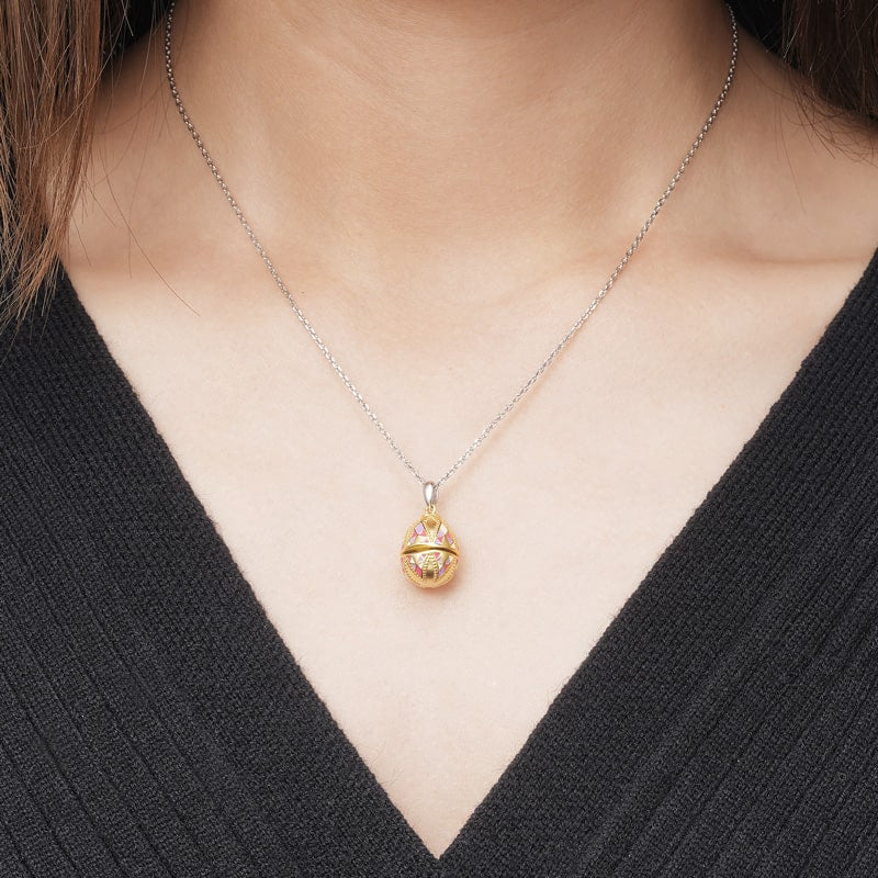 Openable Bunny Easter Egg Necklace 925 Sterling Silver 18K Gold Plated_4