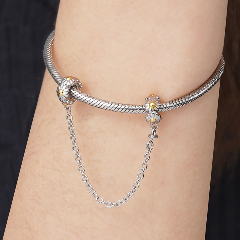 Daisy Wreath Safety Chain 925 Sterling Silver_3