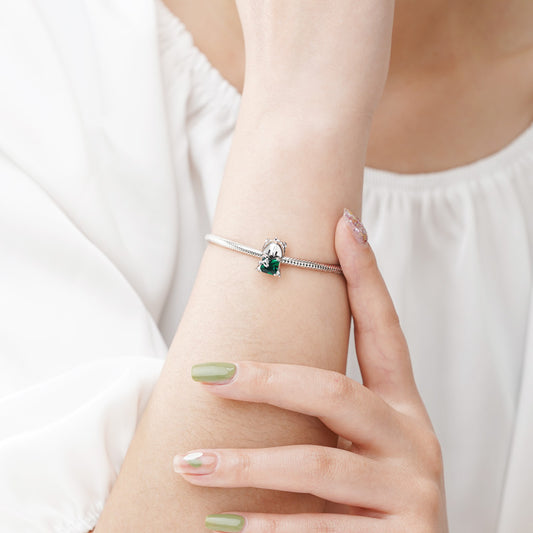 Hedgehog Embraces Square Gemstone Charm Bead 925 Sterling Silver_3