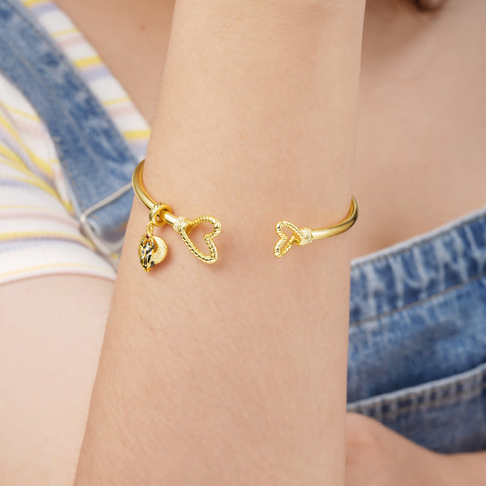 Open Bangle Bracelet with Removable Heart Ends_3