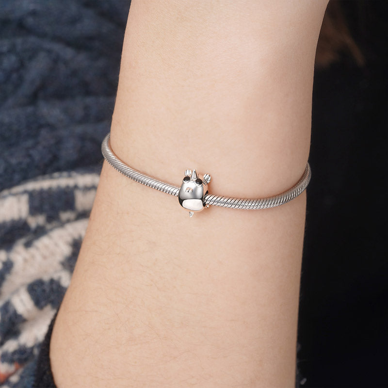 Ostrich Head Bead 925 Sterling Silver Inlaid with Gemstones_3