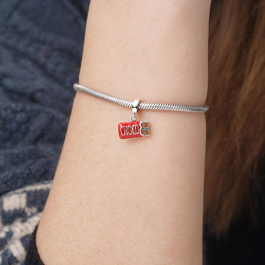 Chocolate Dessert Pendant Dangle Charm 925 Sterling Silver with Red Enamels_3