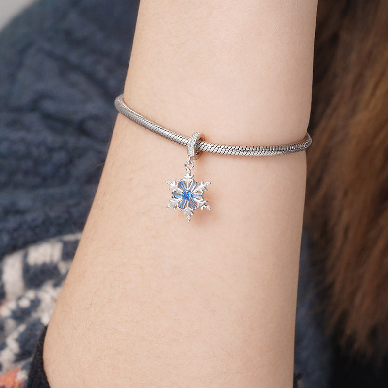Blue Crystal Snow Pendant Dangle Charm 925 Sterling Silver_3