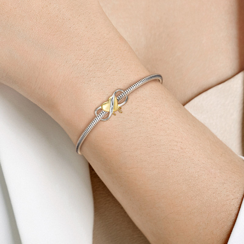 Infinite love Charm with 18K Gold Plated Heart Bead 925 Sterling Silver_2