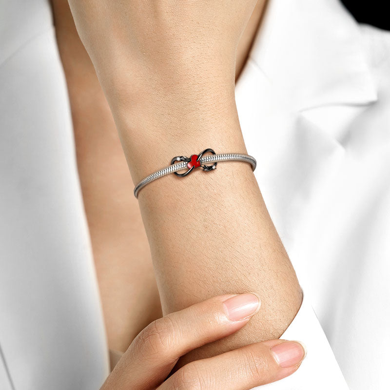 Infinite Arrow & Heart Charm Bead 925 Sterling Silver Black Plated_2