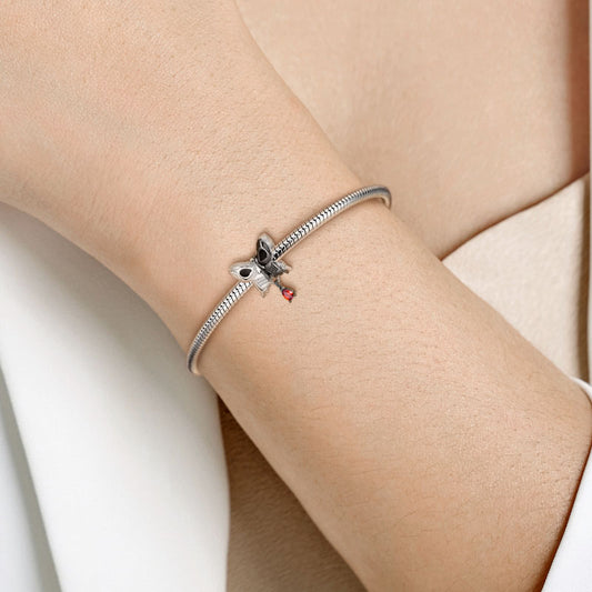 Two-tones Skull Butterfly Charm Bead 925 Sterling Silver_2