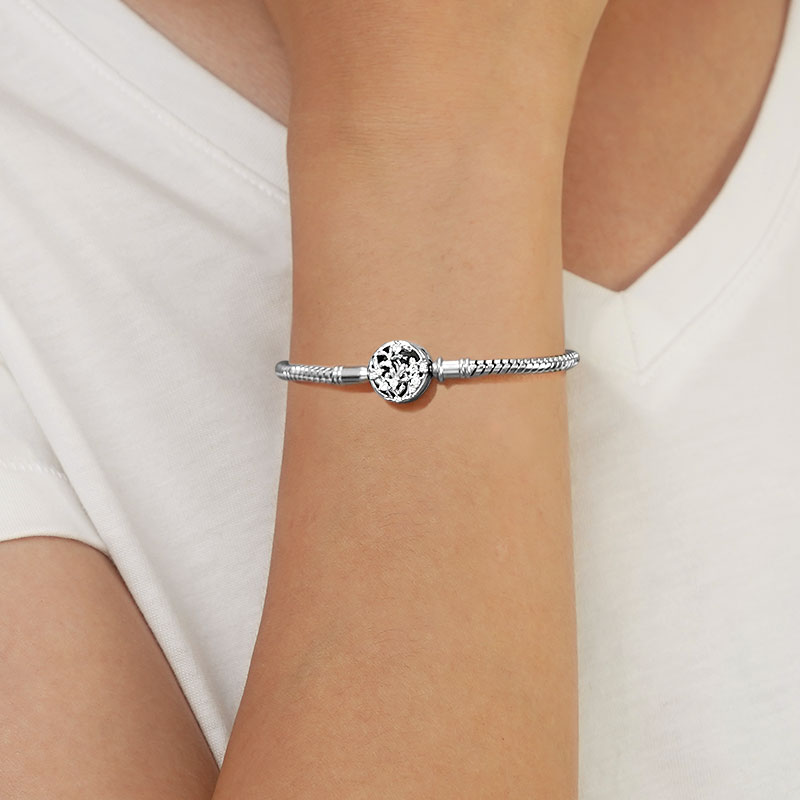 Gnoce Sparkling Floral Basic Snake Chain Bracelet_5