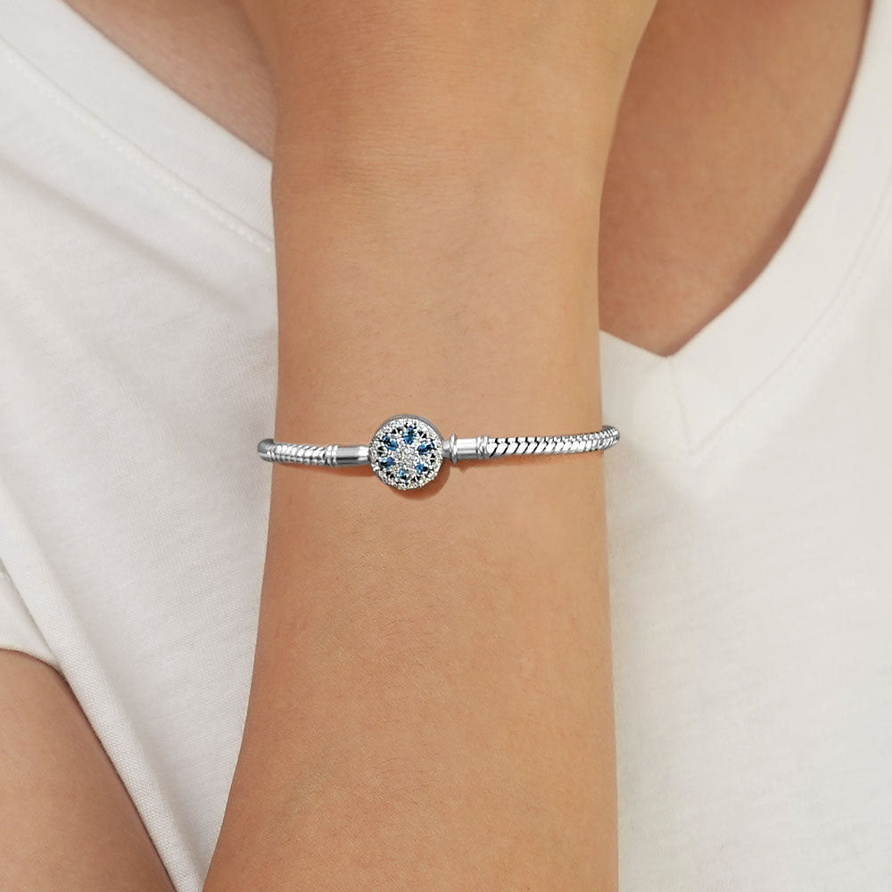 Gnoce Sparkling Snowflake Basic Snake Chain Bracelet_5