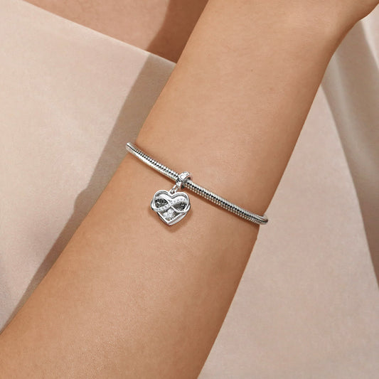 Gnoce Infinite Heart Personalized Photo Double Pendant Dangle Charm_7