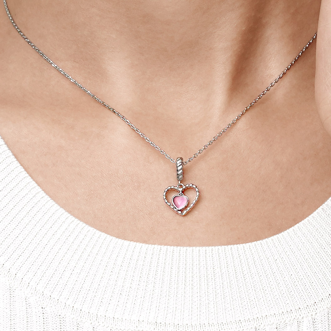 Gnoce Pink Heart Love Pendant Dangle Charm_6