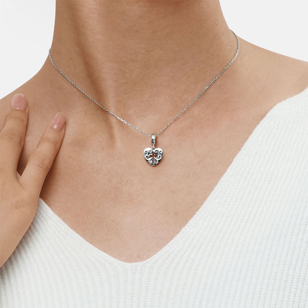Gnoce Crosslet Heart Pendant Dangle Charm_7