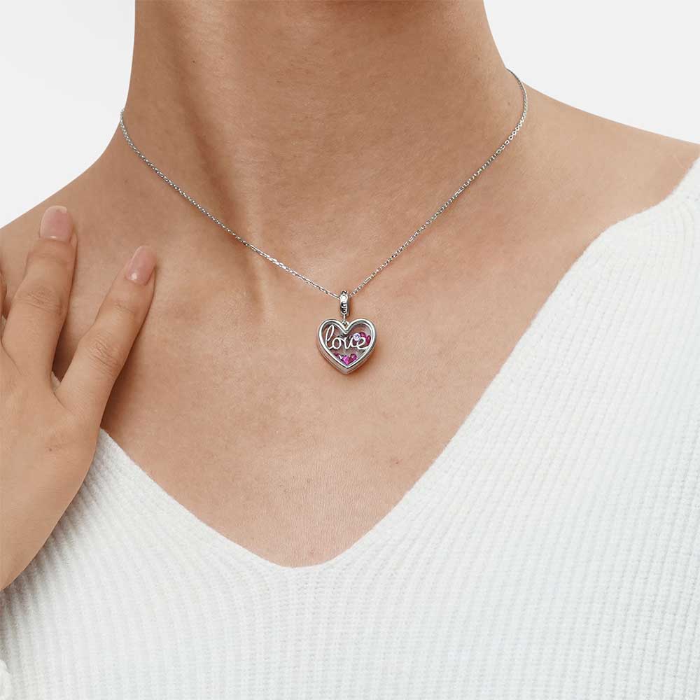 Gnoce Pink Lover Heart Pendant Dangle Charm_7