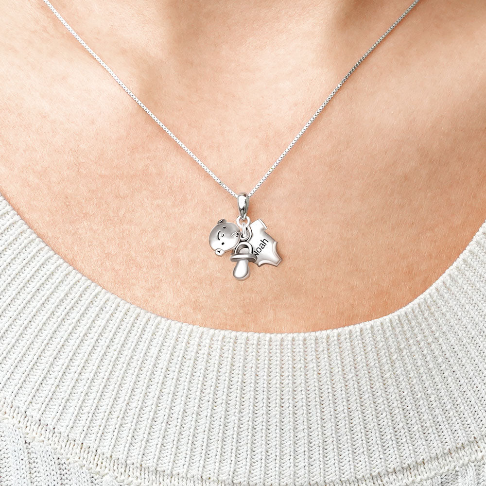 Gnoce Baby Pacifier & T-shirt Engravable Necklace_5