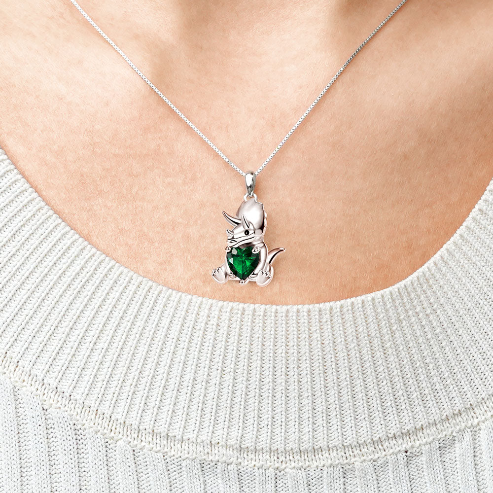 Gnoce Triceratops Embraces Heart Gem Necklace_4