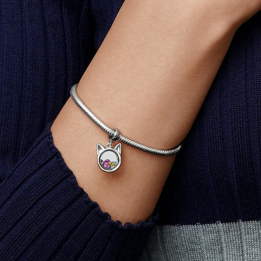 Gnoce Cat Pet Lover Engravable Heart Pendant Dangle Charm_4