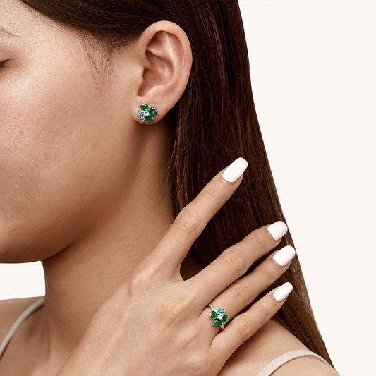 Gnoce Lucky Four Leaf Clover Stud Earrings_3