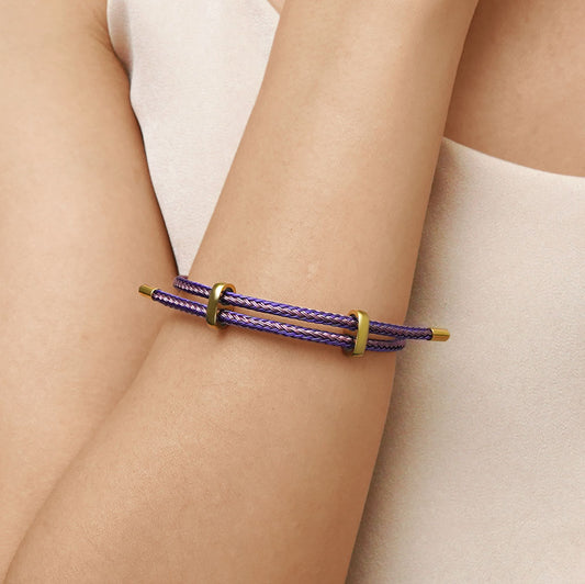 Gnoce Adjustable Pink Purple Basic Bracelet with 2 Pieces of Stoppers_5