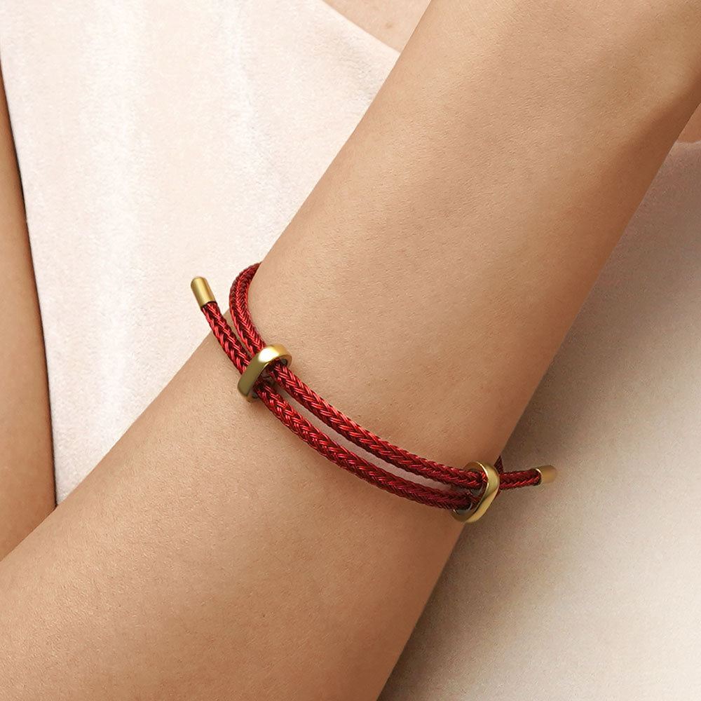 Gnoce Adjustable Red Basic Bracelet with 2 Pieces of Stoppers_5