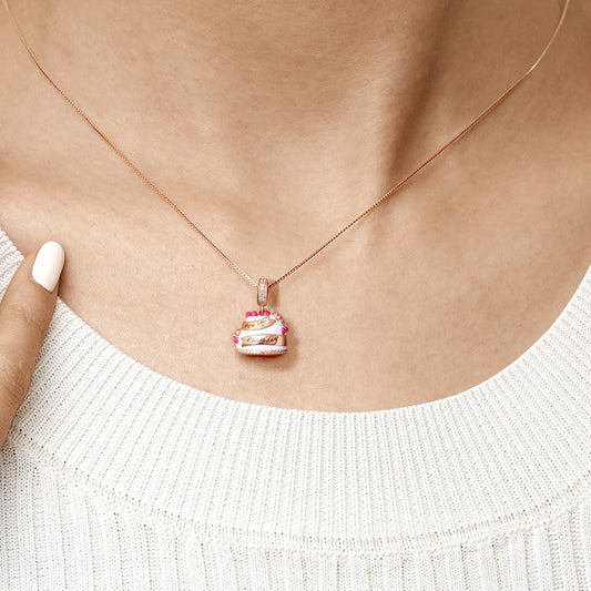 Gnoce "Happy Birthday" Birthday Cake Charm Engravable Personalized Pendant Dangle_8