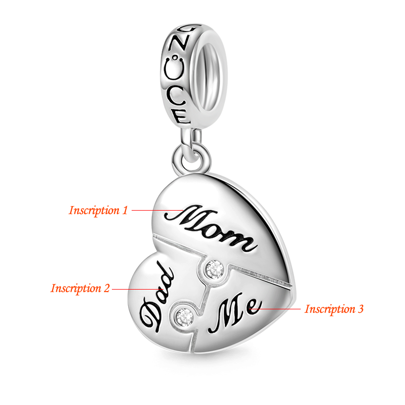Gnoce Engravable Puzzle Heart Pendant Dangle Charm_7