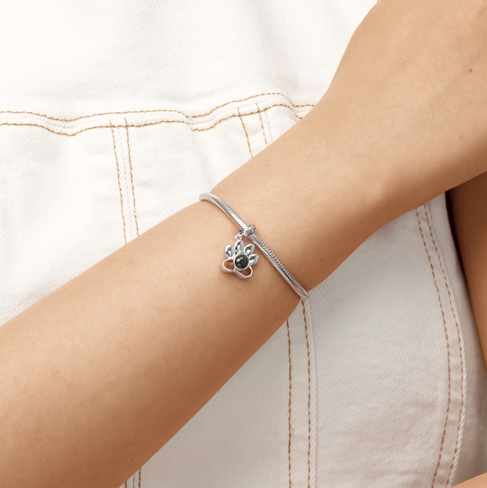 Gnoce Projection Pet Paw Personalized Photo Pendant Dangle Charm_8