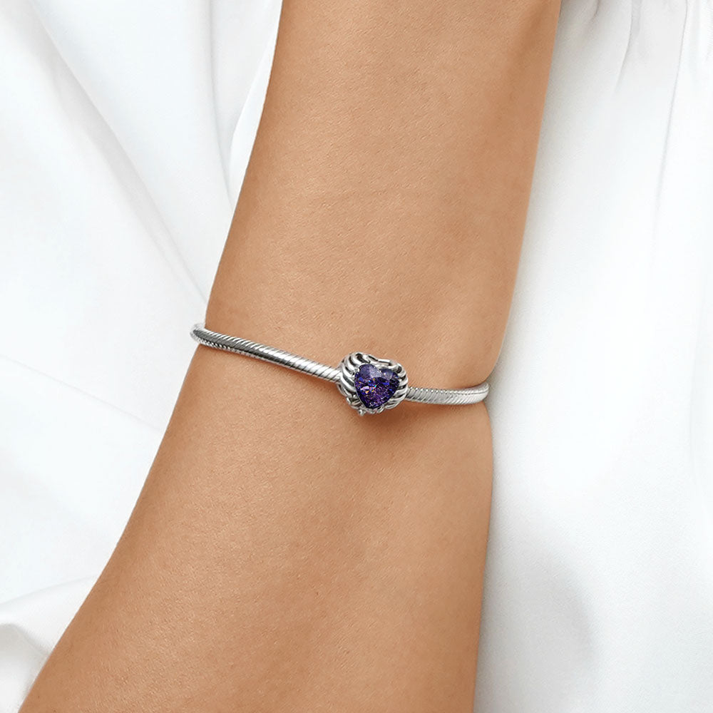 Gnoce Sparkling Purple Skull Heart Charm_5
