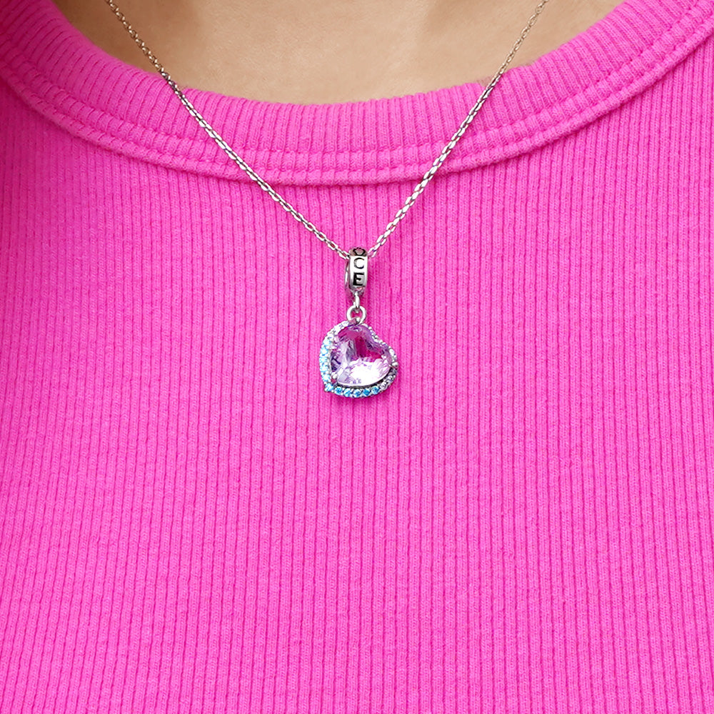 Gnoce Gradient Light Purple Heart-shaped Pendant Dangle Charm_7