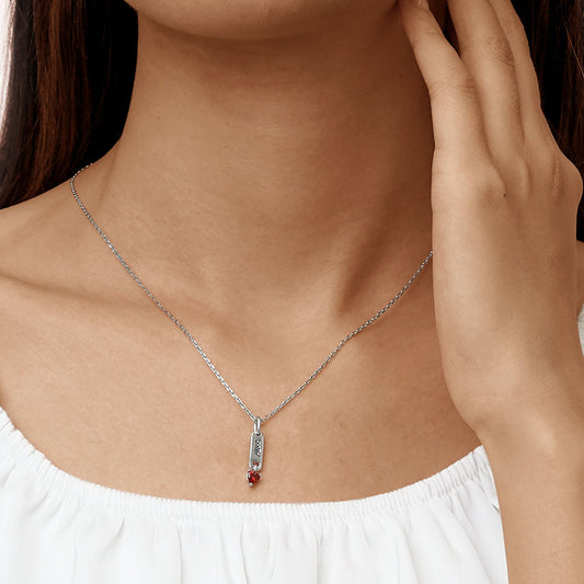 Gnoce Classic Bar Heart Birthstone Engravable Necklace_6