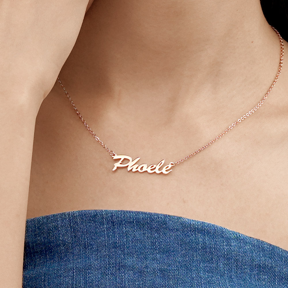 Gnoce "Can Not Stop Loving You" Classic Personalized Rose Gold Name Necklace-Unquie Customized Gift for Her_4