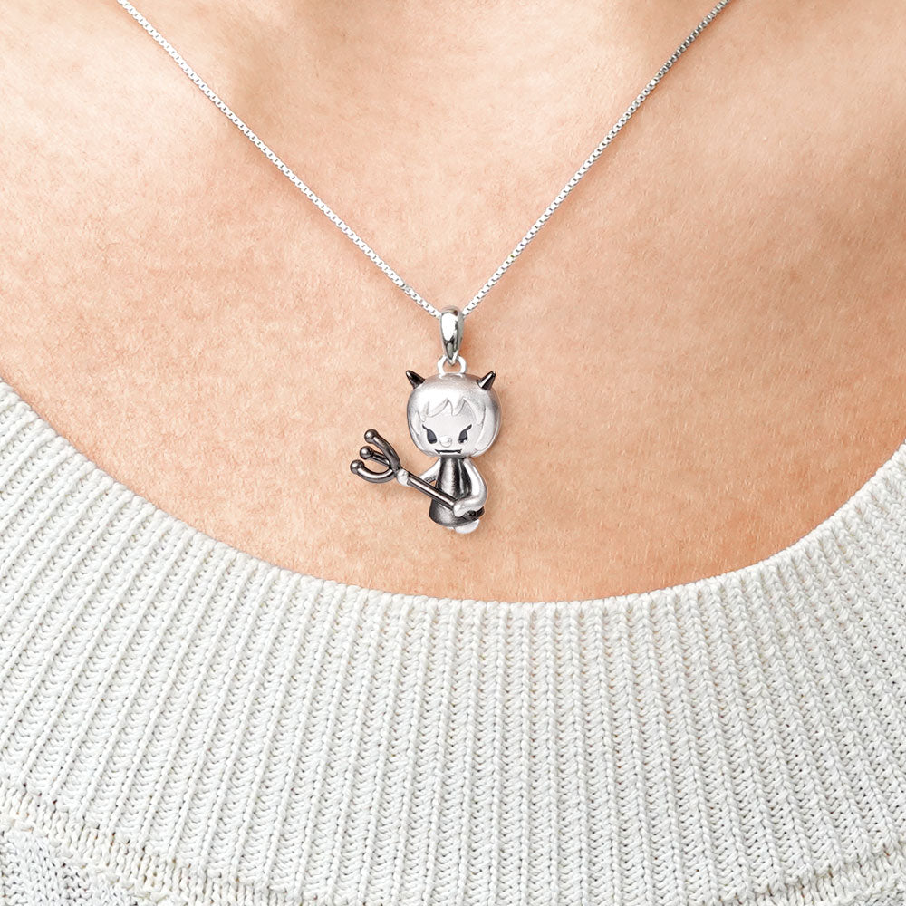 Gnoce Little Devil Necklace Platinum-plated Silver Blend_4
