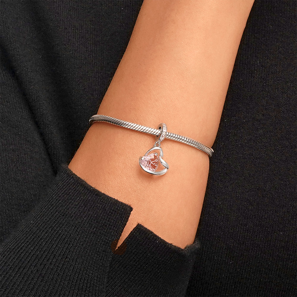 Gnoce Thanksgiving Pink Heart Ribbon Pendant Dangle Charm_7