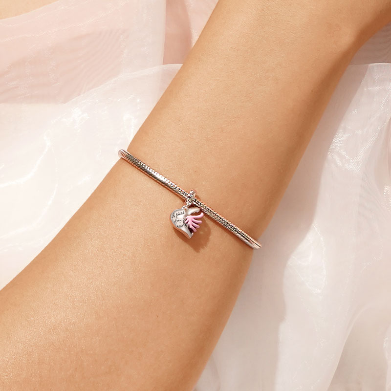 Gnoce “A piece of my heart” Rib Heart Pendant Dangle Charm_6