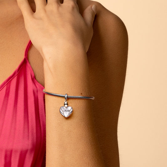 Gnoce Engravable "Forever In My Heart" Angel Wings Heart Memorial Urn Ashes Pendant Dangle Charm_7