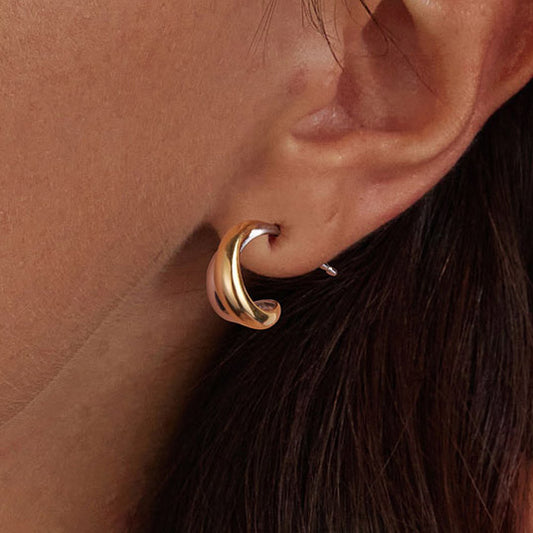 Gnoce Classic Double Roll Stud Earrings_5