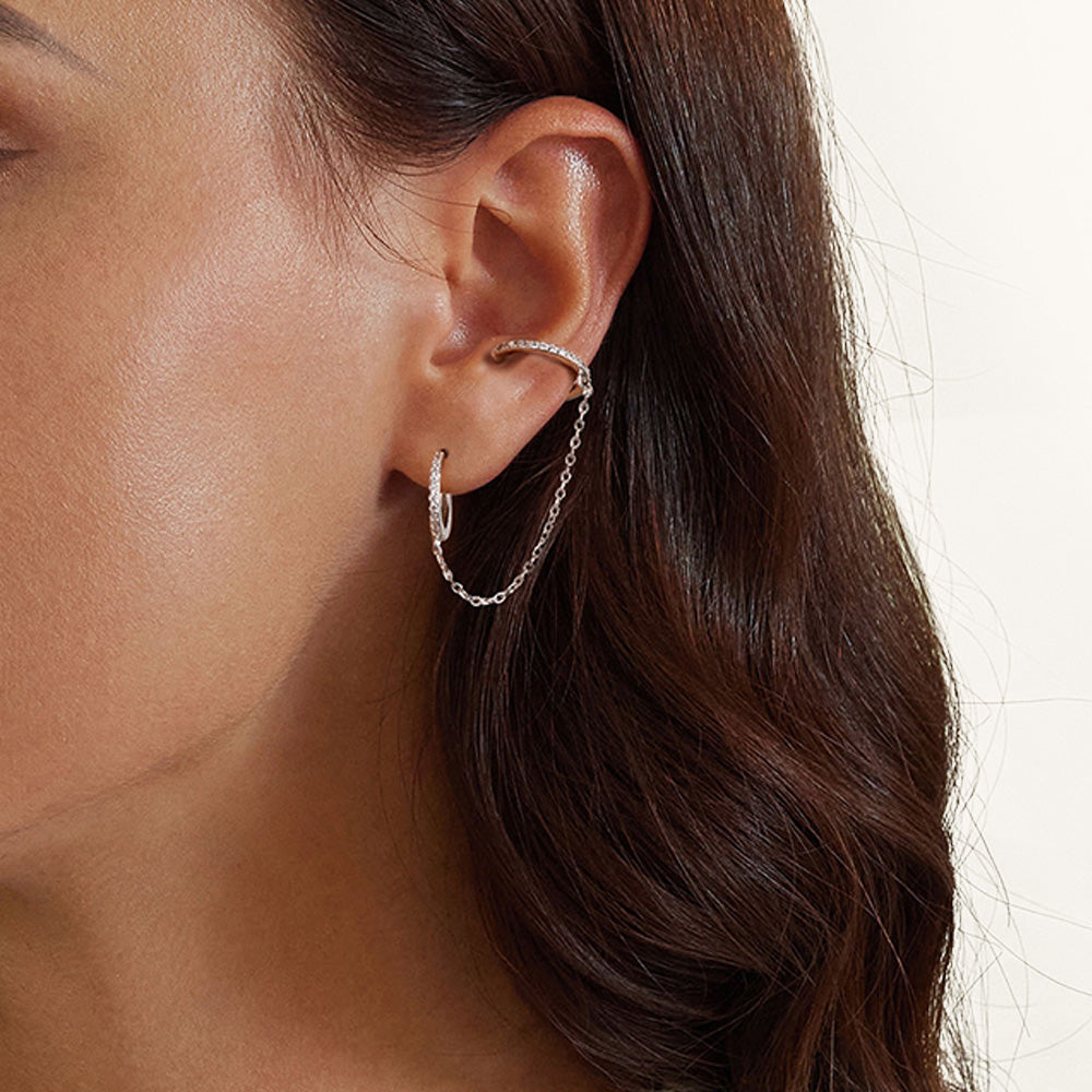 Gnoce Ear Cuff Chain Threader Hoop Earrings_7