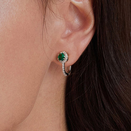 Gnoce Elegant Emerald U-shaped Hoop Earrings_5