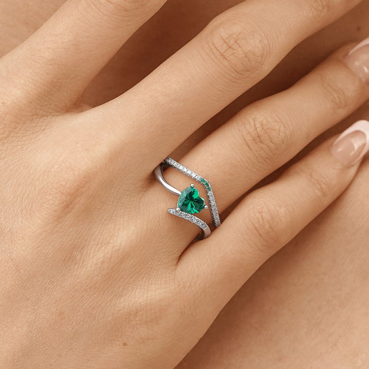 Gnoce Emerald Heart Cut Stackable Ring Set_5